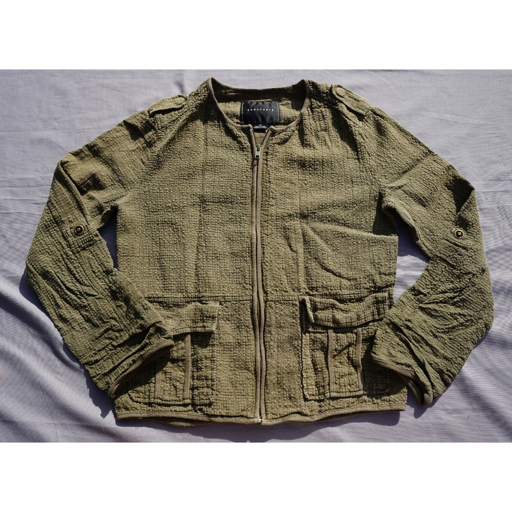 Sanctuary Lightweight Full zip Seersucker Jacket Military Women's Size XS